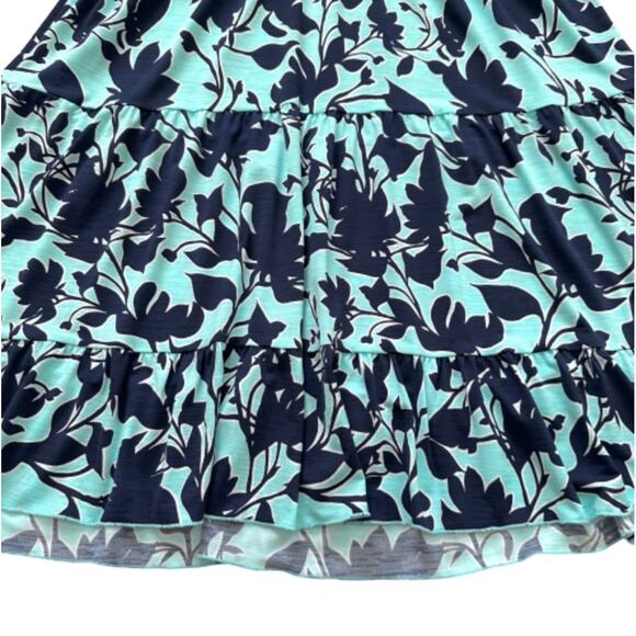Honeyme Dress Light Blue Navy Floral Print Boho V-Neck Long Sleeve Tiered Small - Picture 8 of 12